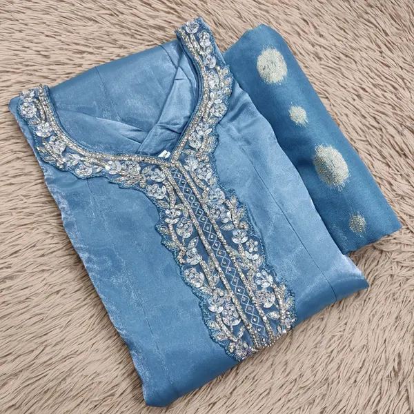 Premium Glass Roman Long Panel Anarkali with Dupatta | KS1183